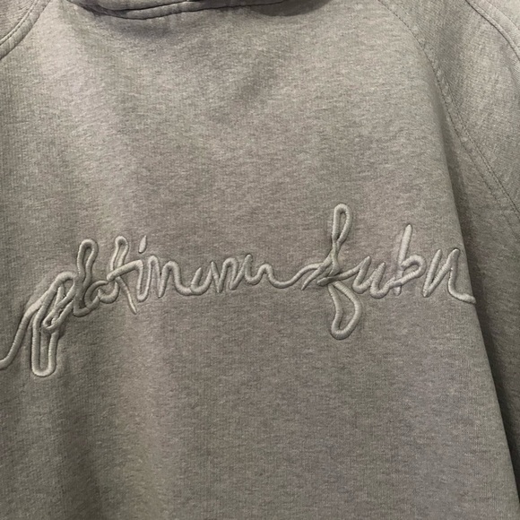 Y2K Platinum Fubu Sz L Spell Out Logo Gray Hoodie Sweatshirt - Picture 6 of 10
